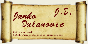 Janko Dulanović vizit kartica